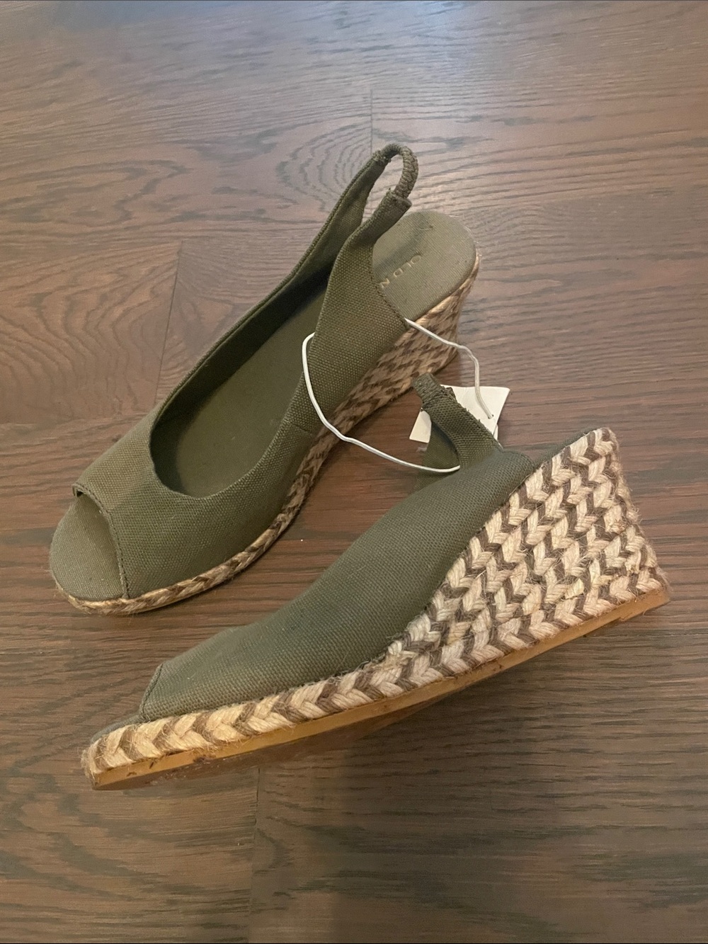 Olive Green Canvas Wedge Espadrille Slingback - Women